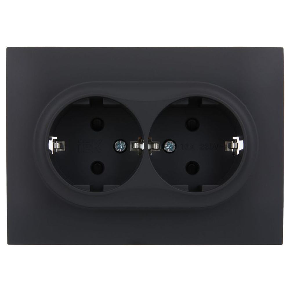 Розетка 2-м SKANDY 16А с заземл. защ. шторки в сборе SK-R07G графит IEK SK-R24-16-K53-F