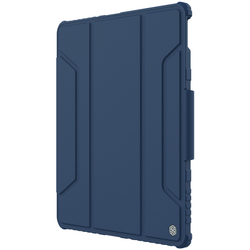 Чехол книжка синего цвета от Nillkin для планшета iPad Pro 12.9 с 2020 года и iPad Air 13 с 2024-, серия Bumper Pro, с задней шторкой для камеры