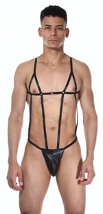 Стильное мужское боди с тонкими ремешками (Размер: L-XL) (Цвет: черный)