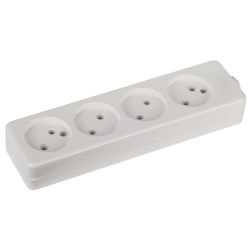 Колодка ЭРА K-4 4 розетки без зазeмления белая
