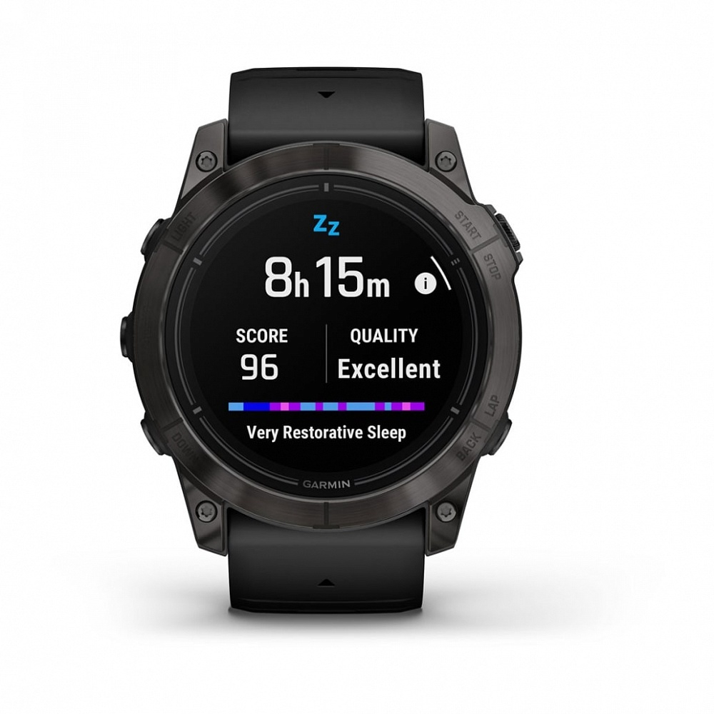 Умные часы Garmin Epix Pro (Gen 2) Sapphire Edition 51 мм, титановый угольно-серый, DLC, черный силиконовый ремешок