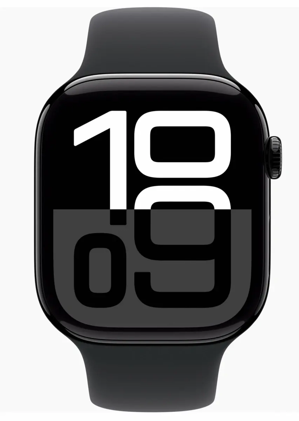 Apple Watch Series 10, 46 мм, алюминий цвета «чёрный глянец», спортивный ремешок чёрного цвета, S/M (MWWP3)