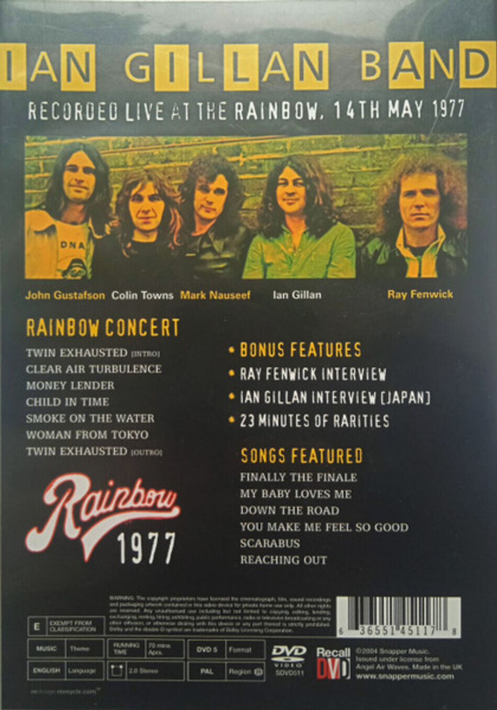 Ian Gillan Band / Live At The Rainbow 1977 (DVD)