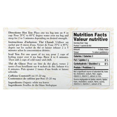 Uncle Lee's Tea, органический белый чай, 40 чайных пакетиков, 64 г (2,26 унции)