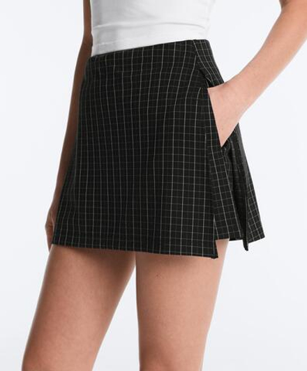 Oysho Короткая юбка в клетку, черный