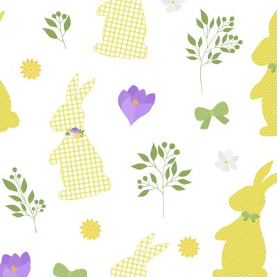 Кролики силуэты и цветы