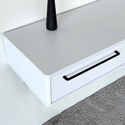 Подвесной туалетный столик консоль Royal 5210 эко (Белый-р.черная)