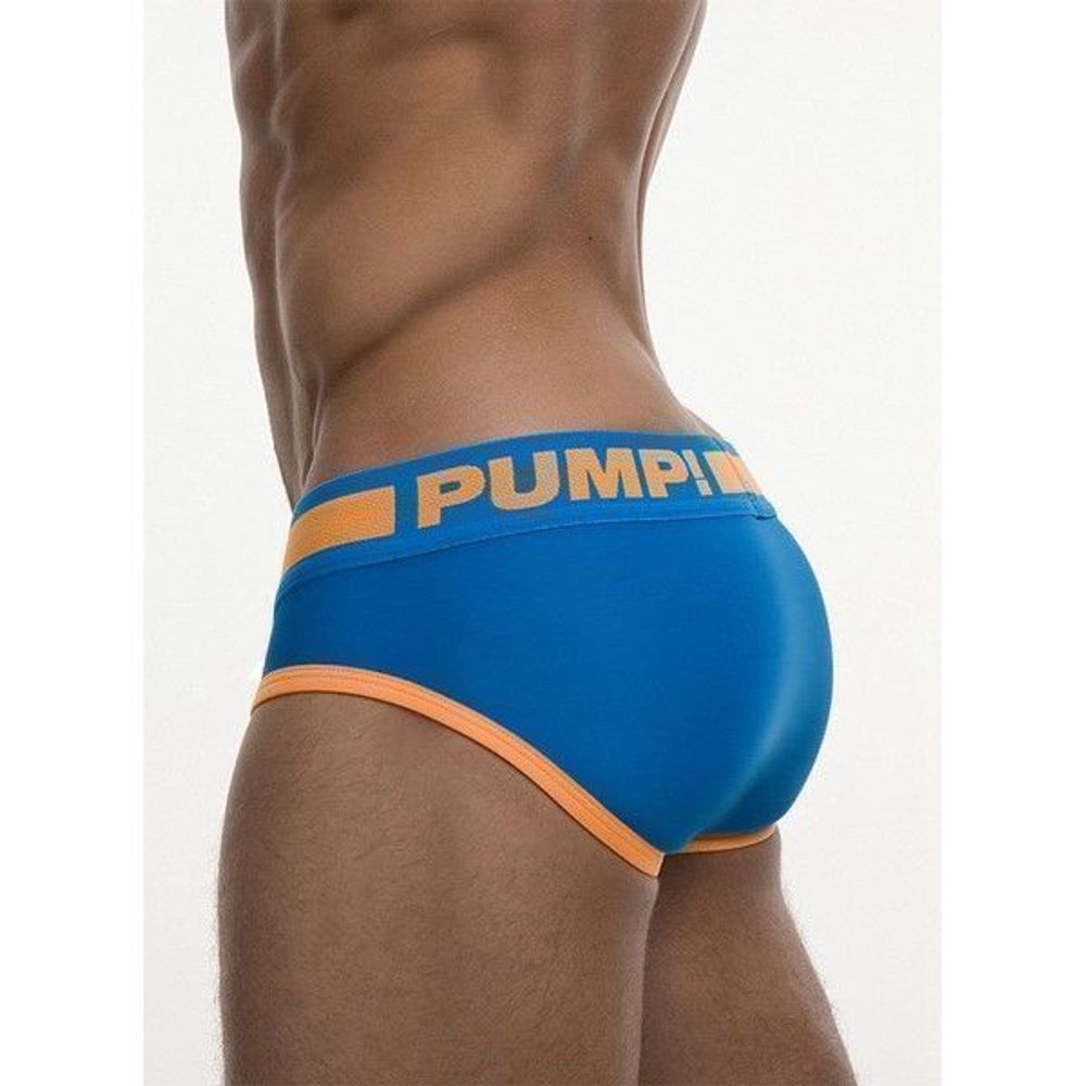 Мужские трусы брифы сине-оранжевые  Pump Orange- Blue Brief H69