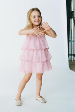 ZARA ПЛАТЬЕ С КОНТРАСТНЫМИ ЦВЕТАМИ, РОЗОВЫЙ