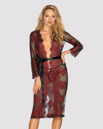 Соблазнительный длинный пеньюар Redessia (Размер: L-XL) (Цвет: черный с красным)