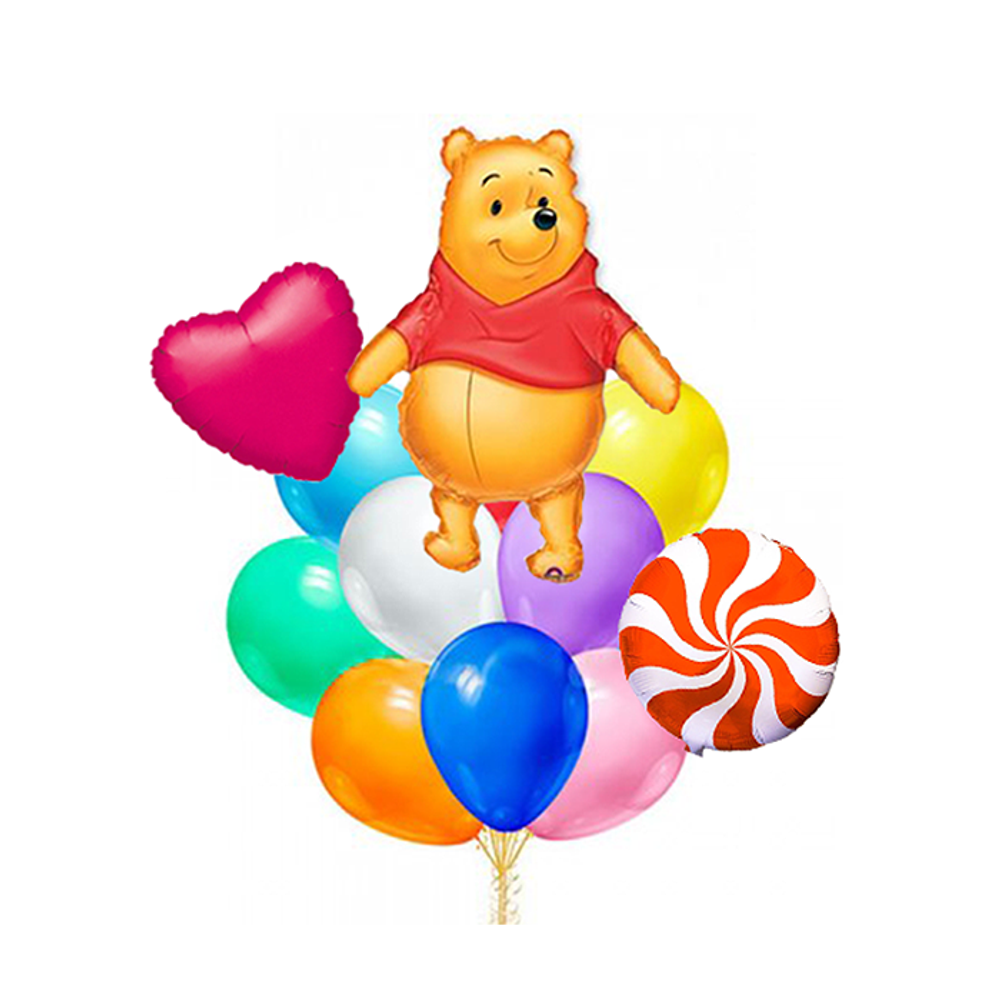 Фонтан из воздушных шаров "Винни пух"