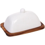 Масленка деревянная «White magic» 18*11,5*7см с крышкой из керамики, без надписи