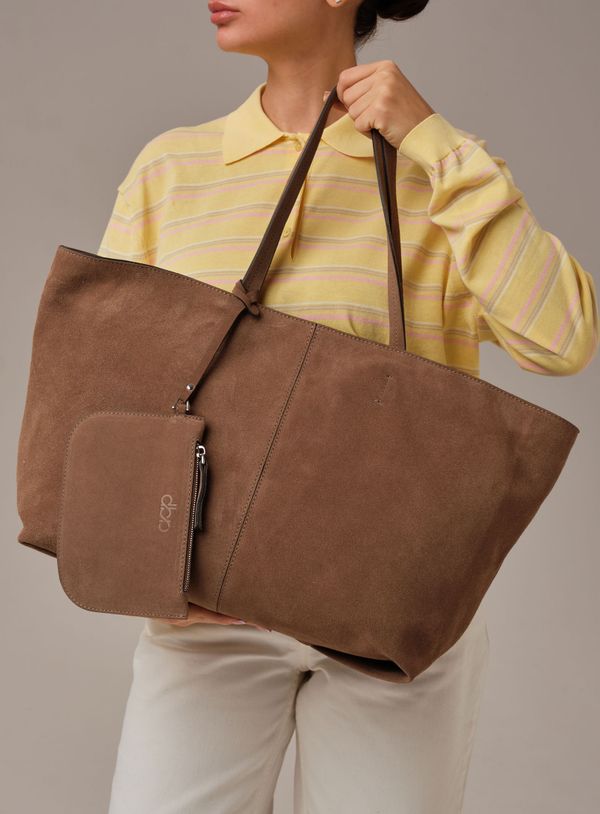 Замшевая сумка шоппер Texas DBR 31390 серо-коричневый