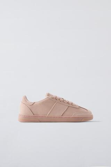 ZARA КОЖАНЫЕ КРОССОВКИ, РОЗОВЫЙ
