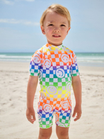 Костюм плавательный слитный для мальчика Next E91-830, Белый, Оранжевый, Синий