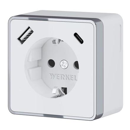 Розетка с заземлением, шторками и USB тип A+C Gallant белый W5071701