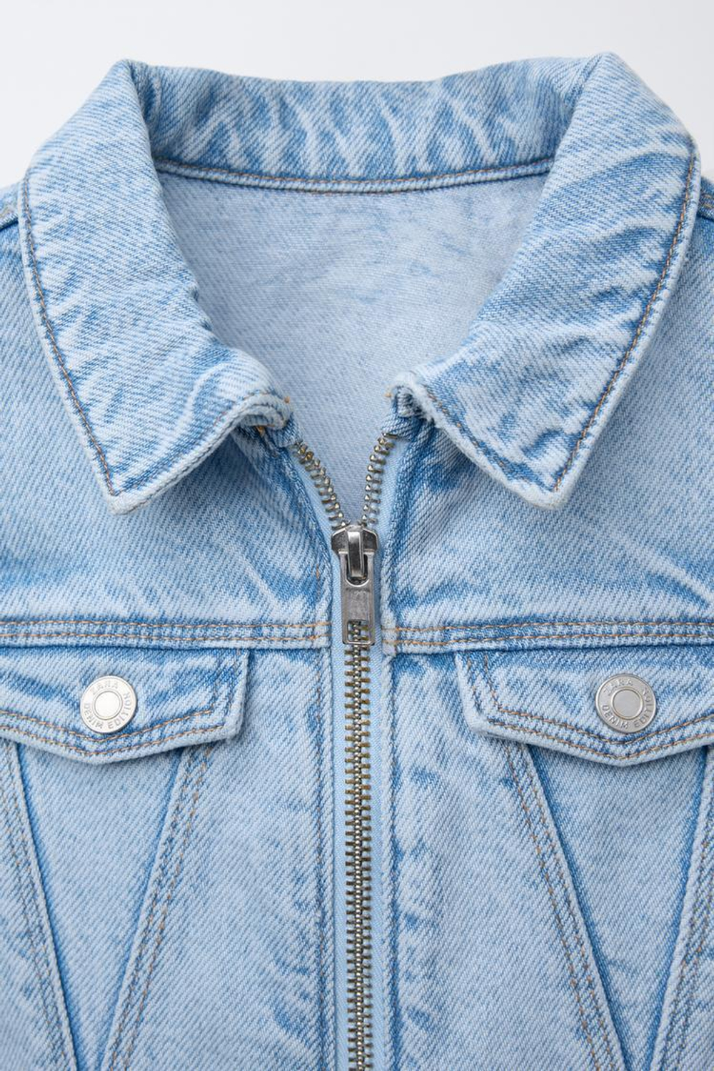 ZARA ДЖИНСОВОЕ ПЛАТЬЕ С ЗАСТЕЖКОЙ-МОЛНИЕЙ, ГОЛУБОЙ