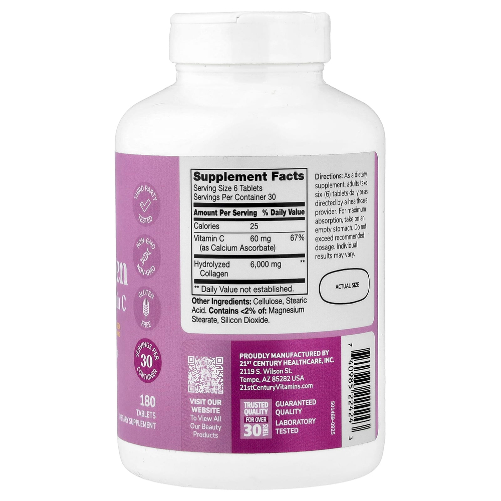21st Century, Kalos & Splendor™, Super Collagen, коллаген с витамином C, 180 таблеток