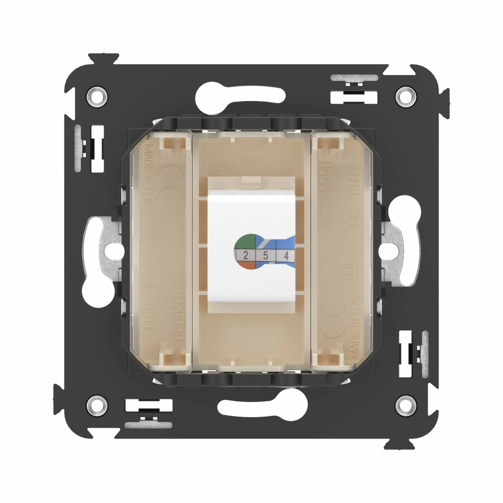 Телефонная розетка RJ-12 без шторки в стену одинарная, "Avanti", "Ванильная дымка"
