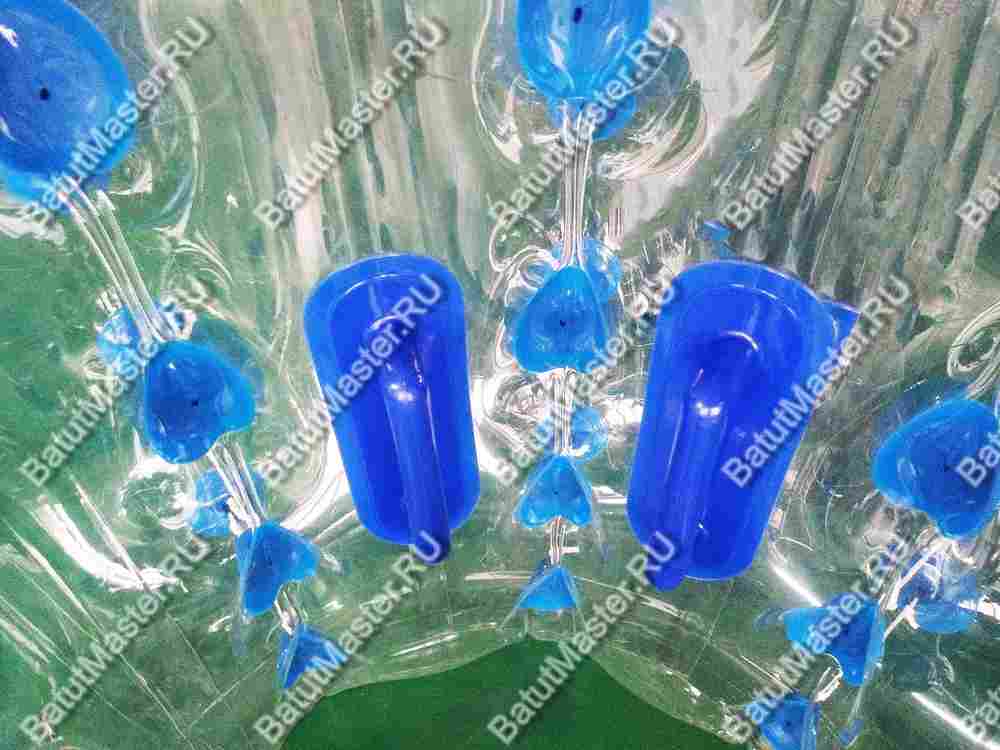 Бампербол «Прозрачный» с синими держателями, ПВХ, диаметр 1 м