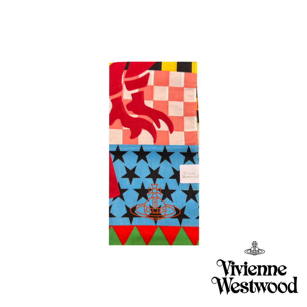 VIVIENNE WESTWOOD ПЛАТОК ГОЛУБОЙ ПРИНТ ОРЛЫ И СЕРДЦЕ С ЛОГОТИПОМ БРЕНДА