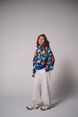 Худи на молнии укороченная с начесом, «Киты»