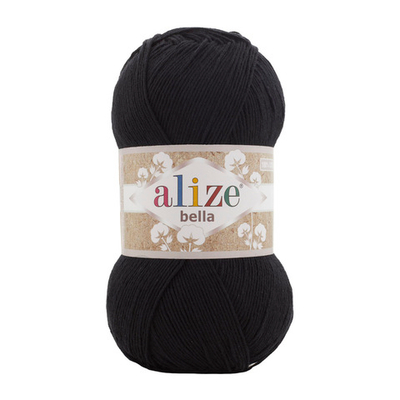 Пряжа Alize (Ализе) Bella 100 / уп.5 мот. по 100 г, 360м, 060 черный A