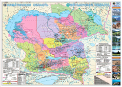 Карта Алматинской и Жетысуйской области РК .2023 г. 100 х 150 см настенная