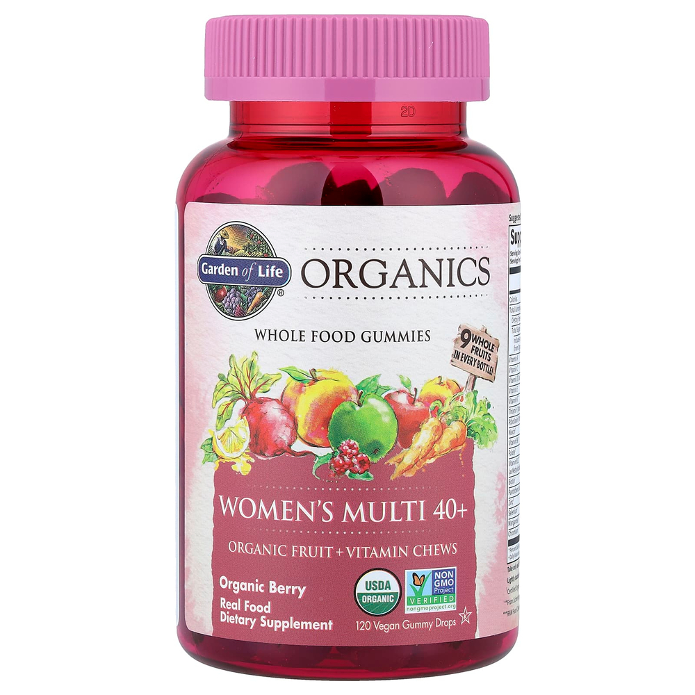 Garden of Life, Organics, мультивитамины для женщин старше 40 лет, органические ягоды, 120 веганских жевательных таблеток