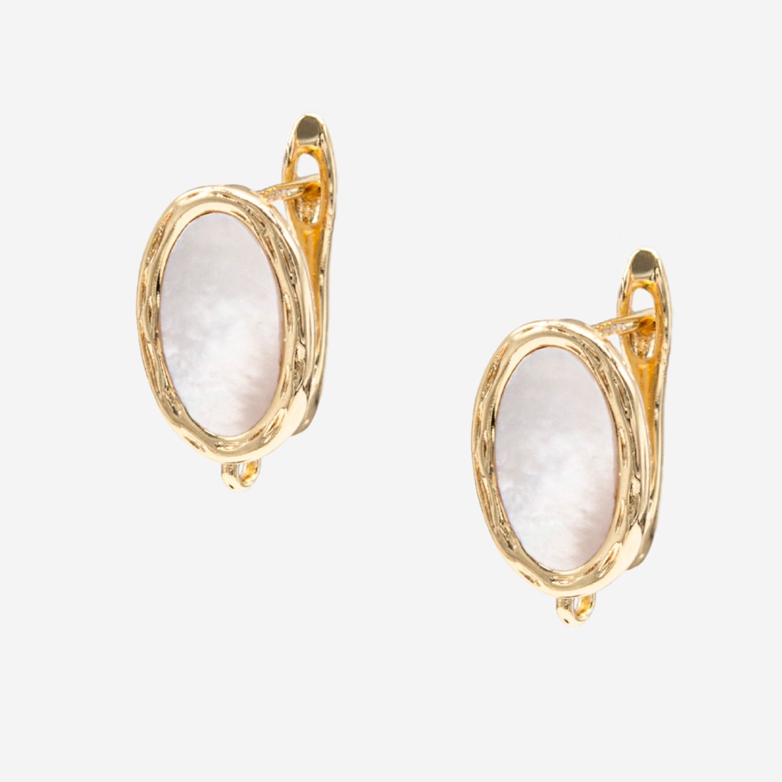 Швензы "Севилья" с натуральным перламутром 14*10мм, позолота