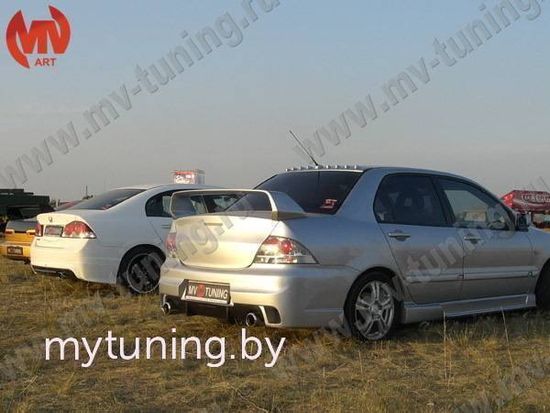 Задний бампер в стиле INGS Extreem для Mitsubishi Lancer 9 (под двойной выхлоп)