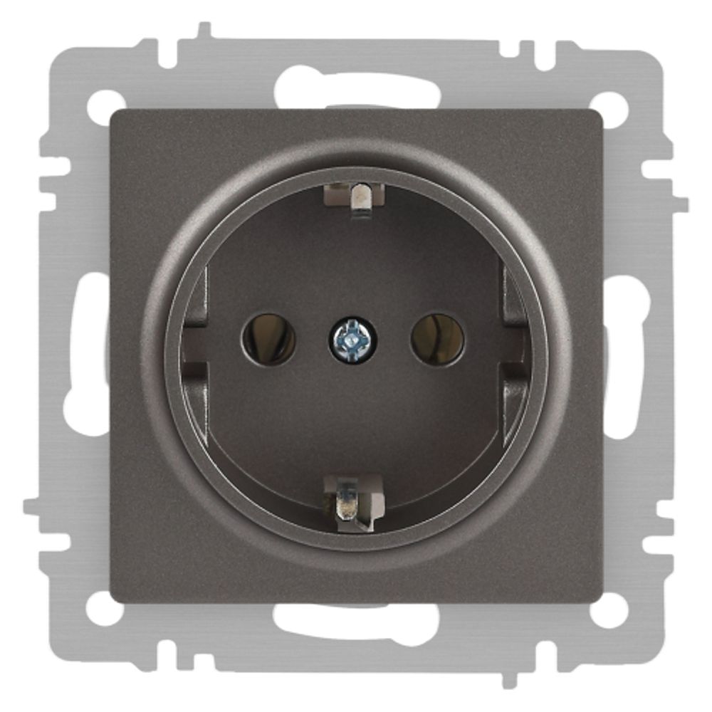 Розетка Intro Accent 6-202-09 2P+E Schuko 16А-250В IP20 СУ AL/CU титан | Intro