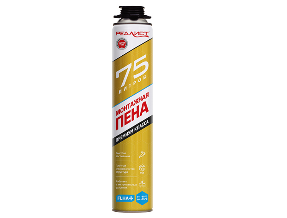 Пена монтажная REALIST PRO Gold 75 зима (12шт/уп.)