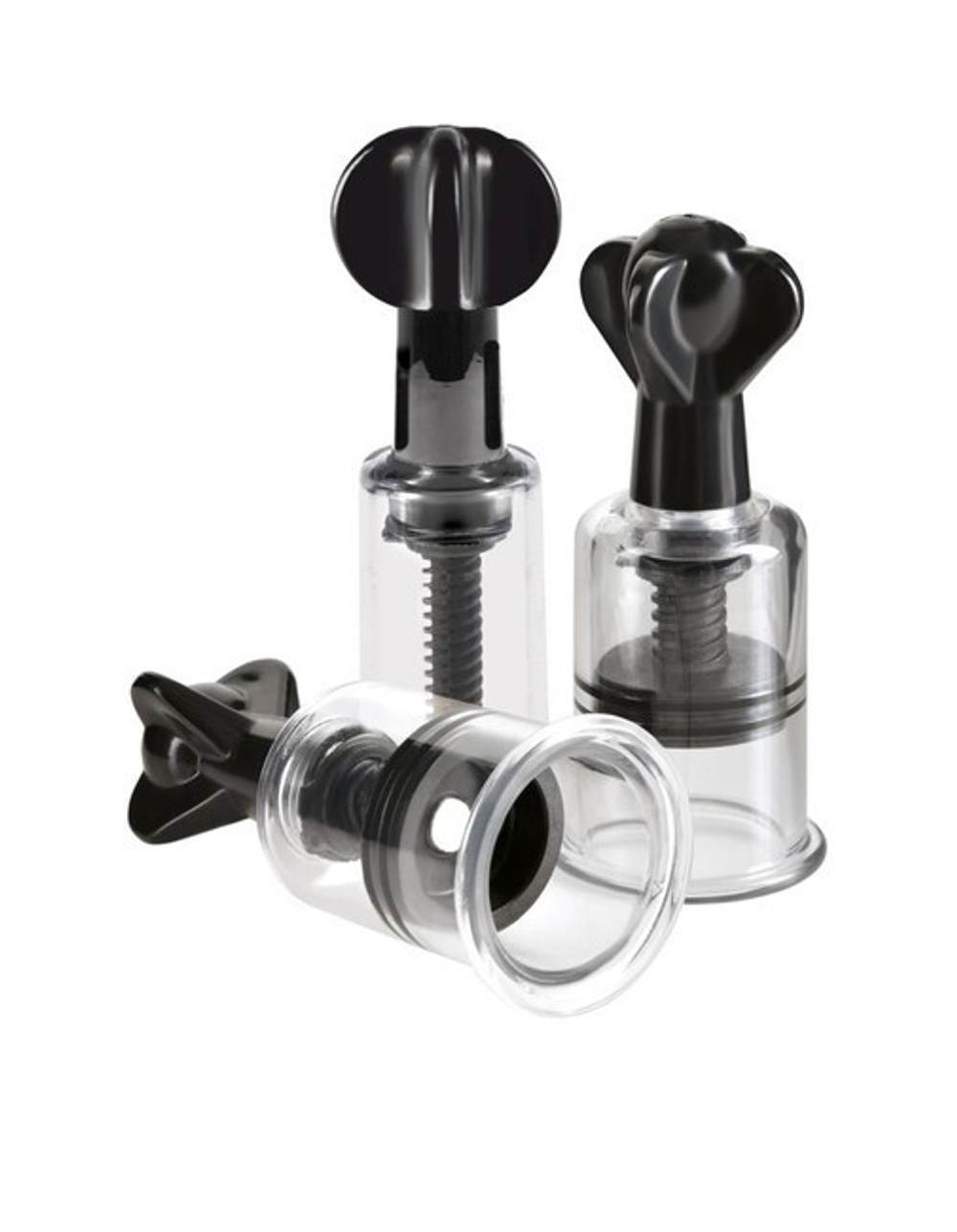 Поршневые вакуумные помпы для сосков и клитора Super Sucker Trio (Цвет: черный)