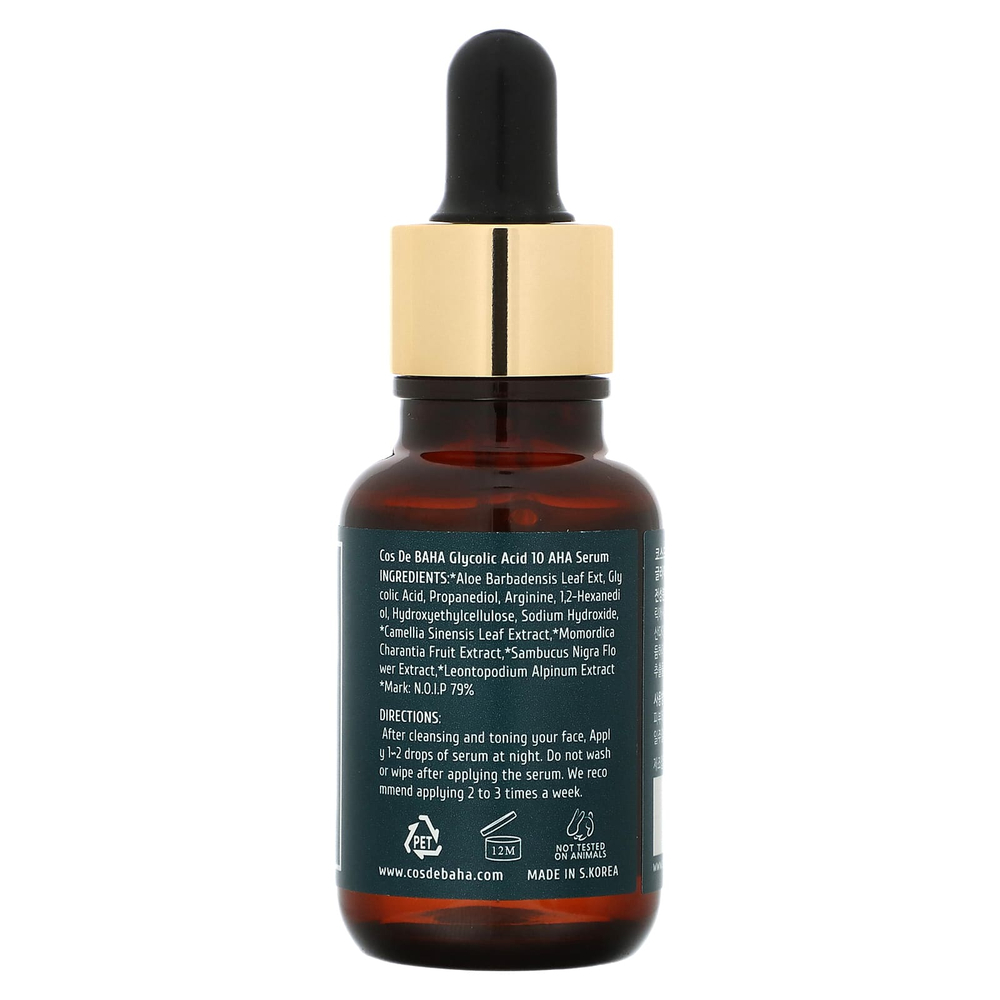 Cos De BAHA, G, сыворотка с гликолевой кислотой и 10 АГК, 30 мл (1 жидк. унц.)