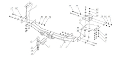 Фаркоп под квадрат для Mitsubishi Outlander 3, 2012-2019, Бизон.FA 0995-E