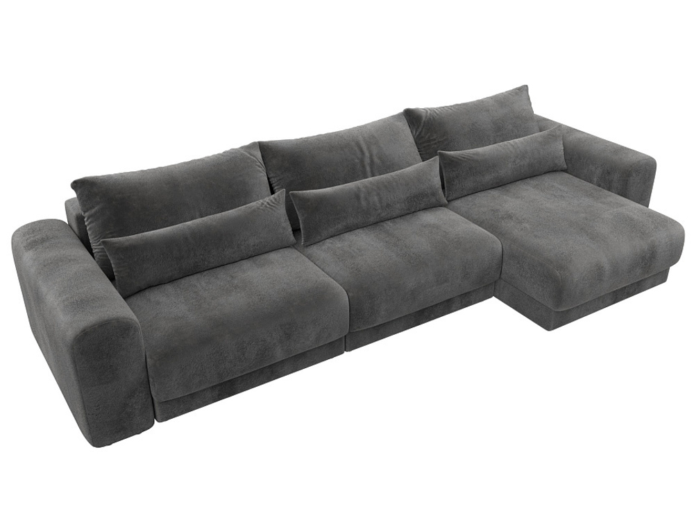 Диван угловой Лига-056 НПБ Лонг угол универсальный ВЕЛЮР TOWER 10 серый