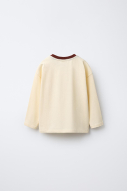 ZARA ФУТБОЛКА С РЕЛЬЕФНОЙ НАДПИСЬЮ, ЭКРЮ