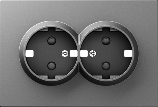 Накладка для розетки 2-й с заземлением,  со шторками 16A 250 В~,  сталь,  серия A07