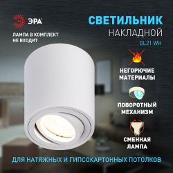 Светильник настенно-потолочный спот ЭРА OL21 WH MR16/GU10, белый, поворотный