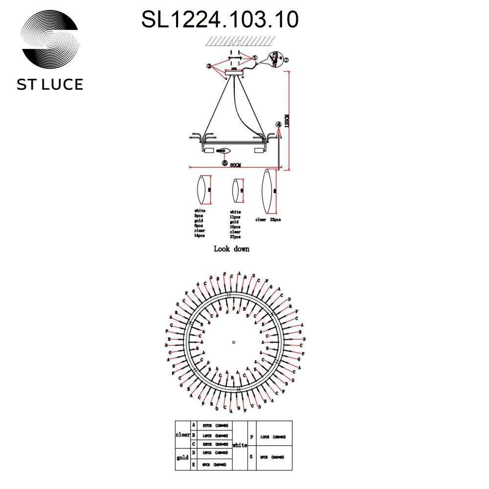 SL1224.103.10 Люстра подвесная ST-Luce Хром/Прозрачный, Белый E14 10*60W