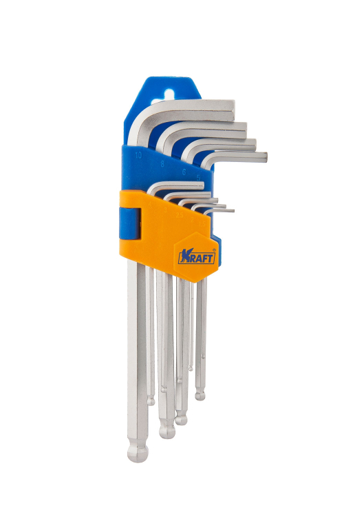 Ключи имбусовые шестигранные длинные с шаром, 9шт Kraft