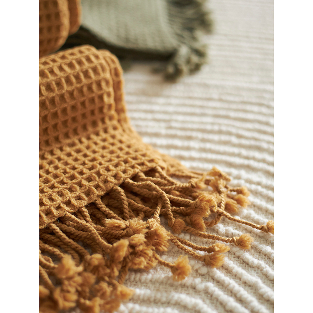 Плед из шерсти цвета охры из коллекции essential, 130х180 см