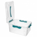 Контейнер для хранения с крышкой, ручкой и ручками-защелками «GRAND BOX», голубой, 39*29*18см, 15,3л