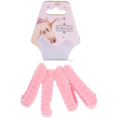 Резинки для волос детские 4шт «Raili fashion», цвет нежно-розовый, d-4см (подвес единорог)