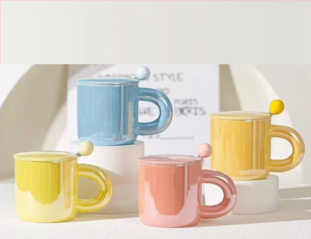 GAEM Кружка с крышкой и ложкой, 300 мл, L14 W9 H11 см, 4в.