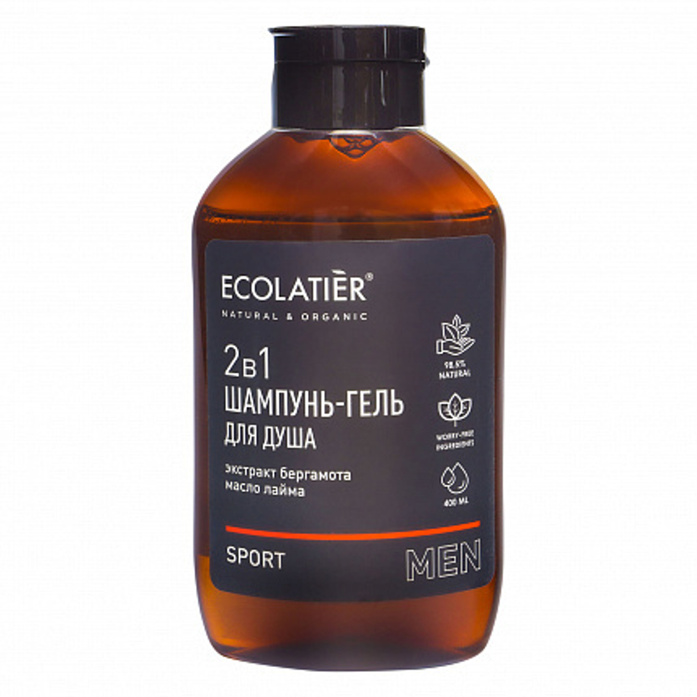 Ecolatier Men Шампунь и гель для душа 2 в 1 Sport, 400 мл