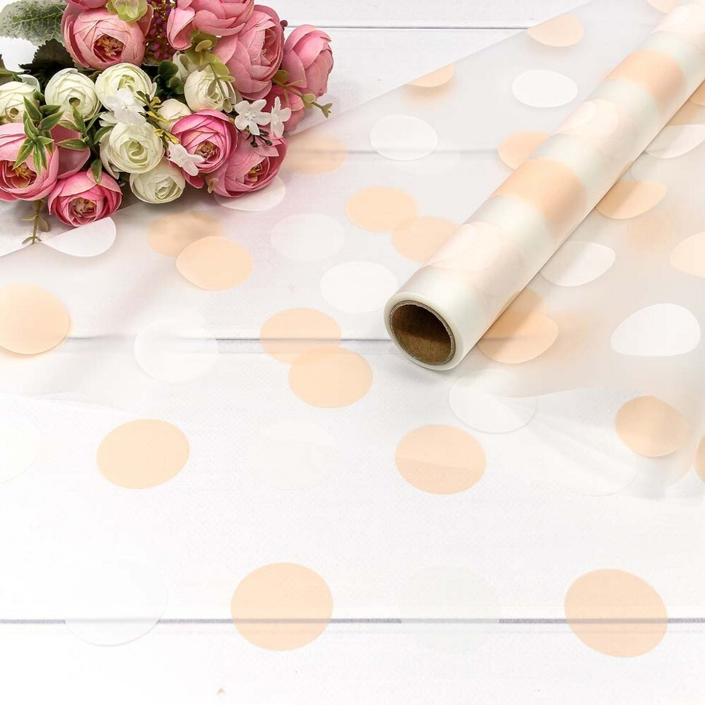 Пленка В рулоне 10 м х 58 см горох (Розовый)