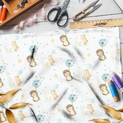 Ткань атлас радостные ёжики и добрые мишки