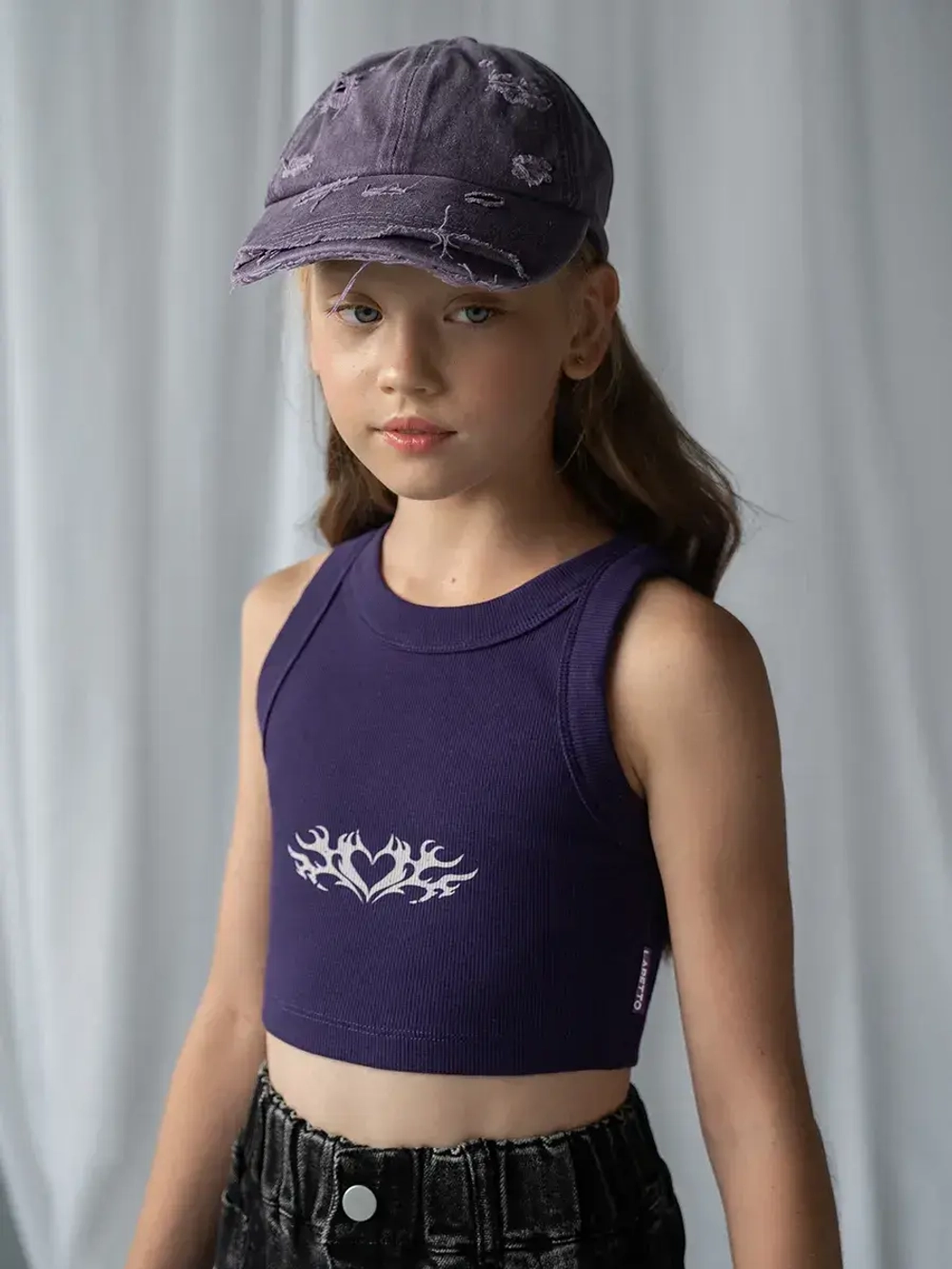 Летний кроп топ трикотажный детский